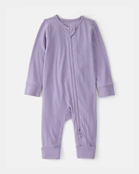 Baby Girl 2-Way Zip PurelySoft Sleep & Play Pajama - Purple