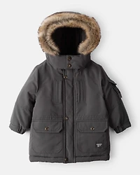 Baby Boy Hooded Heavyweight Winter Jacket - Grey