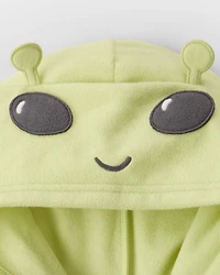 Boys Alien Fleece Hooded Zip-Up 1-Piece Pajama Jumpsuit - Grey