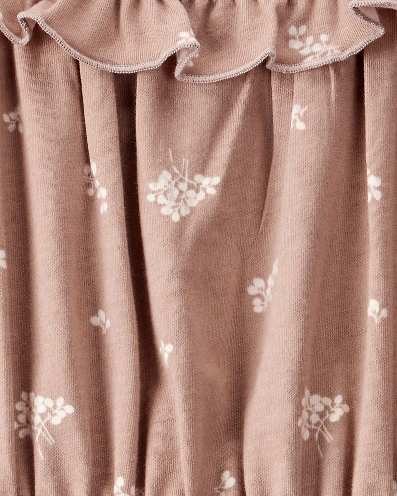 Girls Floral Print Long-Sleeve Top - Brown