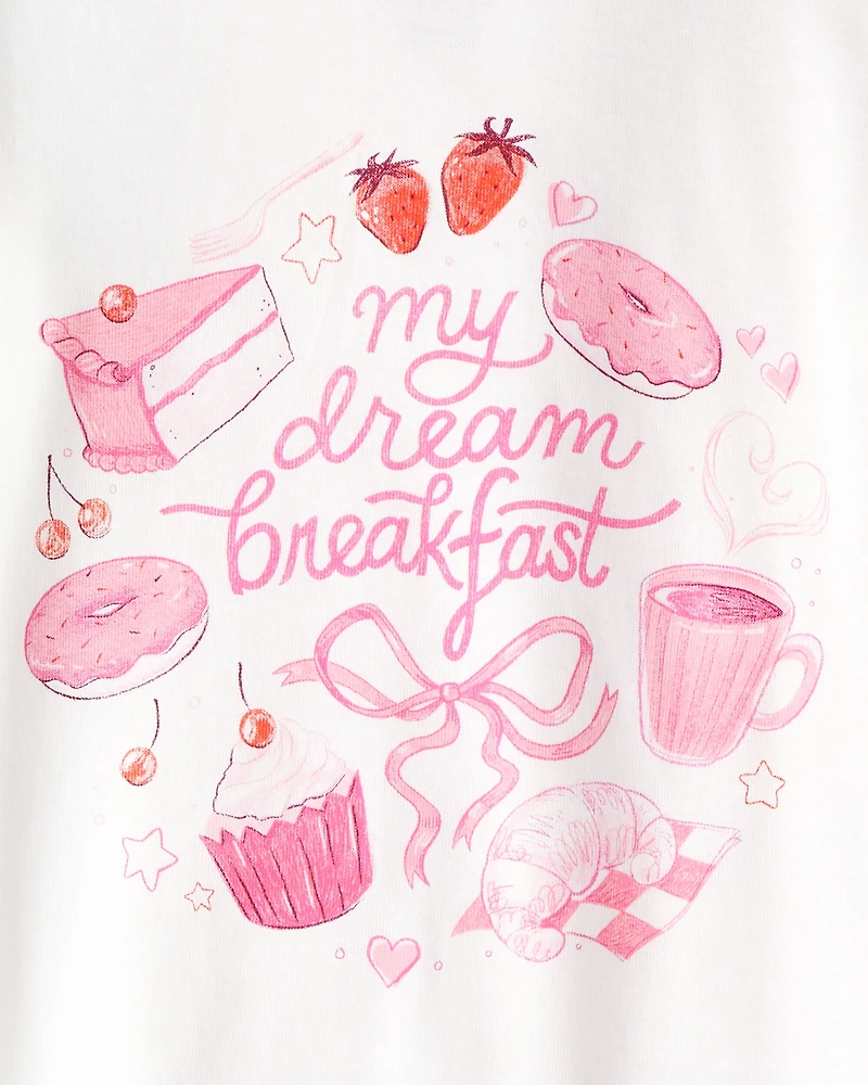 Girls Desserts 100% Cotton Snug Fit 4-Piece Pajamas - Pink/White
