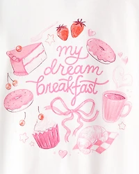 Girls Desserts 100% Cotton Snug Fit 4-Piece Pajamas - Pink/White