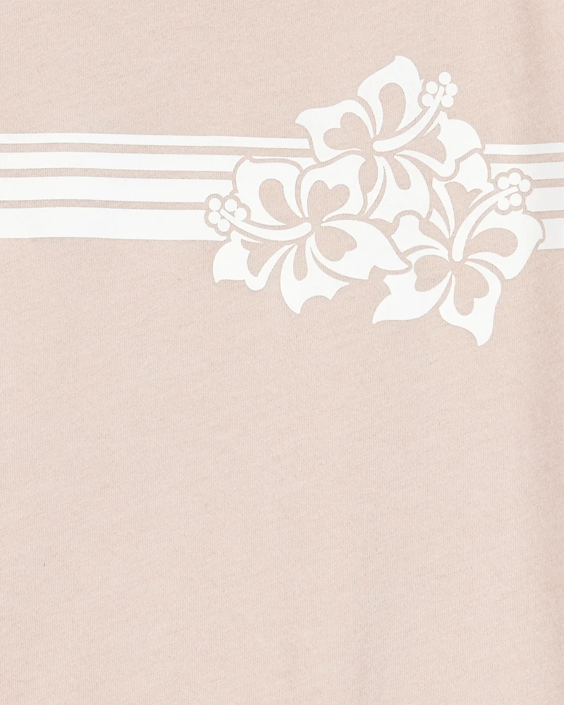 Boys Floral Short-Sleeve Graphic Tee - Khaki