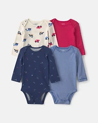Baby Boy 4-Pack Construction Long-Sleeve Multipack Bodysuits