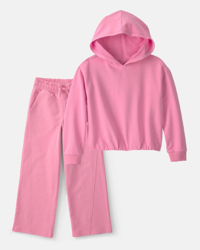 Girls 2-Piece French Terry Hoodie & Pant Set - Pink