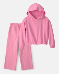 Girls 2-Piece French Terry Hoodie & Pant Set - Pink