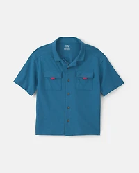 Boys Short-Sleeve Button-Down Shirt - Blue