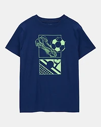 Kid Soccer Short-Sleeve Graphic Tee - Navy