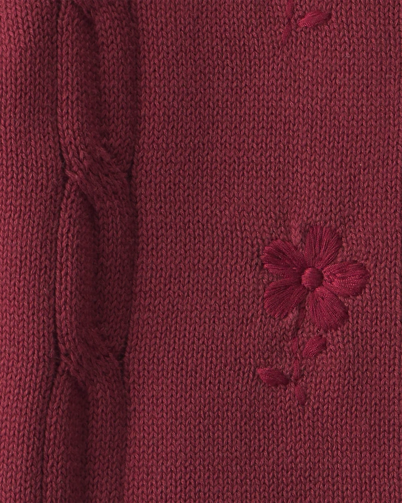 Toddler Girl Organic Cotton Sweater Knit Embroidered Cardigan