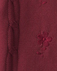 Toddler Girl Organic Cotton Sweater Knit Embroidered Cardigan