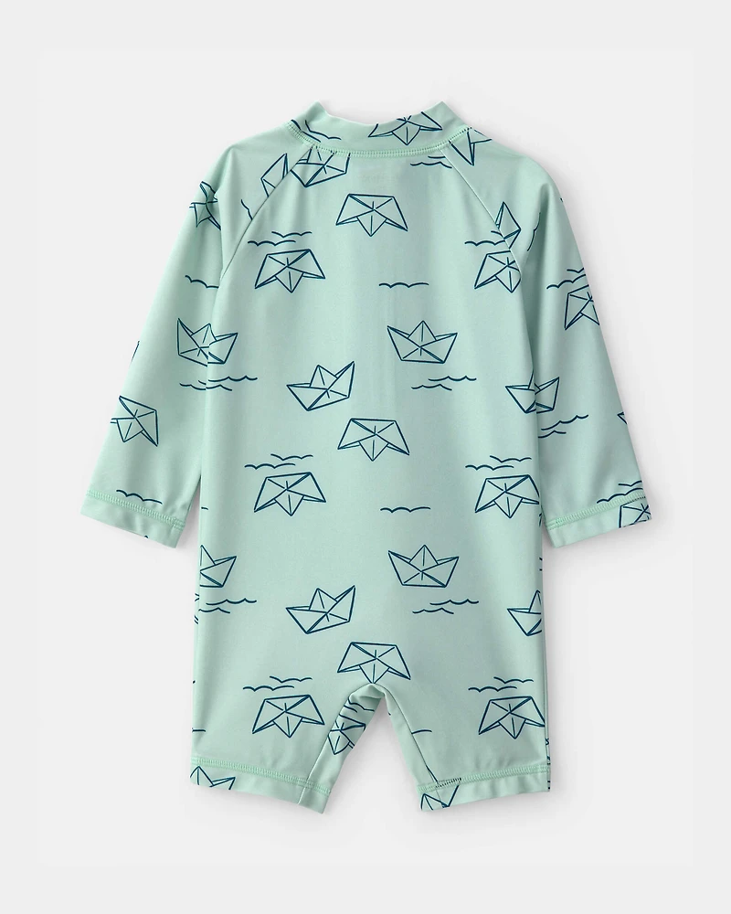 Baby Boy Boat Long-Sleeve Rashguard - Turquoise
