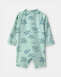 Baby Boy Boat Long-Sleeve Rashguard - Turquoise