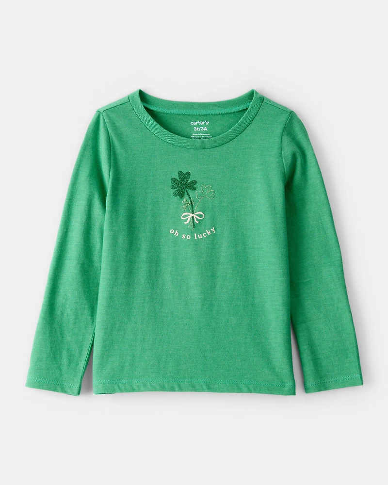 Toddler Girl St. Patrick's Day Shamrock Long-Sleeve Graphic Tee - Green