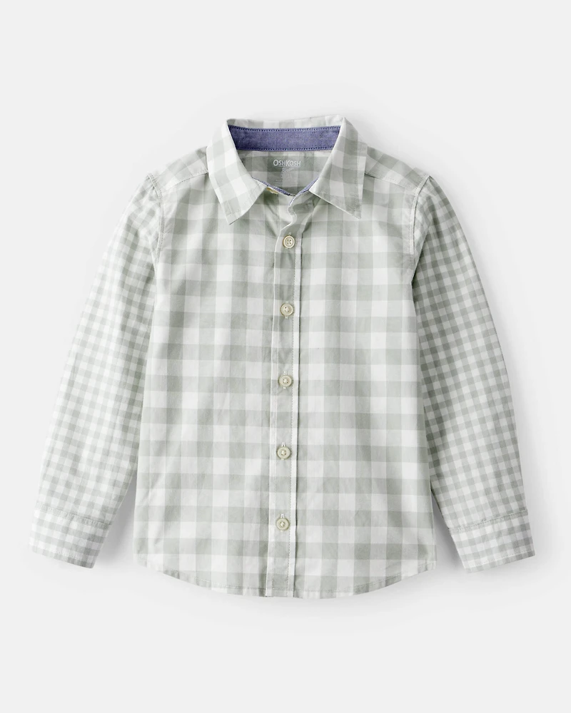 Toddler Boy Long-Sleeve Plaid Button Down Shirt - Green