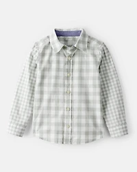 Toddler Boy Long-Sleeve Plaid Button Down Shirt - Green
