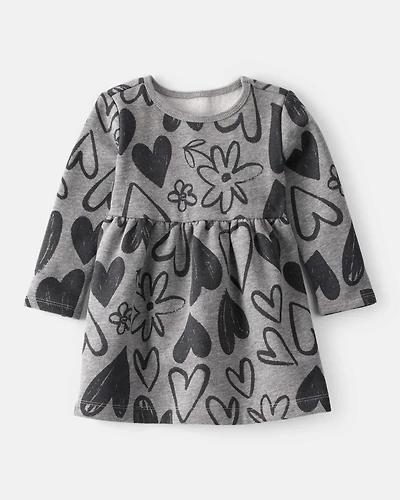 Baby Girl DayDream Fleece Heart Knit Dress - Grey
