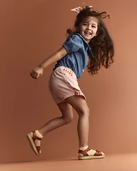 Toddler Girl Asymmetrical Skort in Big Top Print - Light Pink