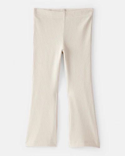 Toddler Girl Rib Pull-On Stretch Flare Leggings - Cream