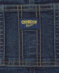 Toddler Elastic Strap Denim Overalls - Dark Wash