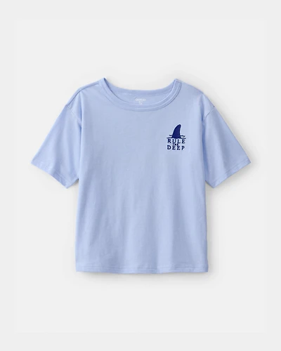Boys Shark Ocean Life Graphic Tee - Blue