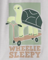 Toddler Boy Turtle Loose Fit 2-Piece Pajama Set - Grey/Green