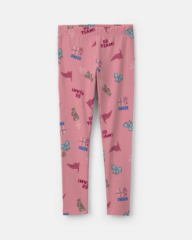 Girls School Spirit Pull-On Stretch Leggings - Pink