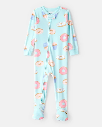 Baby Girl Donuts DreamPlush Long-Sleeve Snug Fit 1-Piece Pajamas - Blue