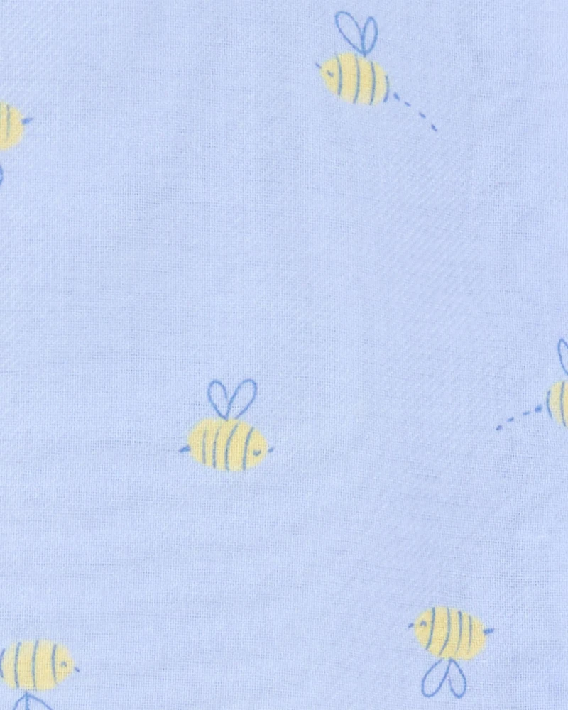 Toddler Bee Print Loose Fit 2-Piece Pajamas - Blue