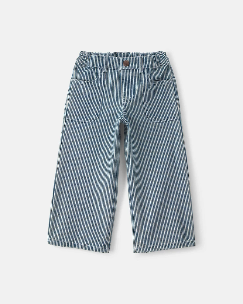 Girls Toddler Girl Hickory Stripe Denim Relaxed Jeans - Light Wash