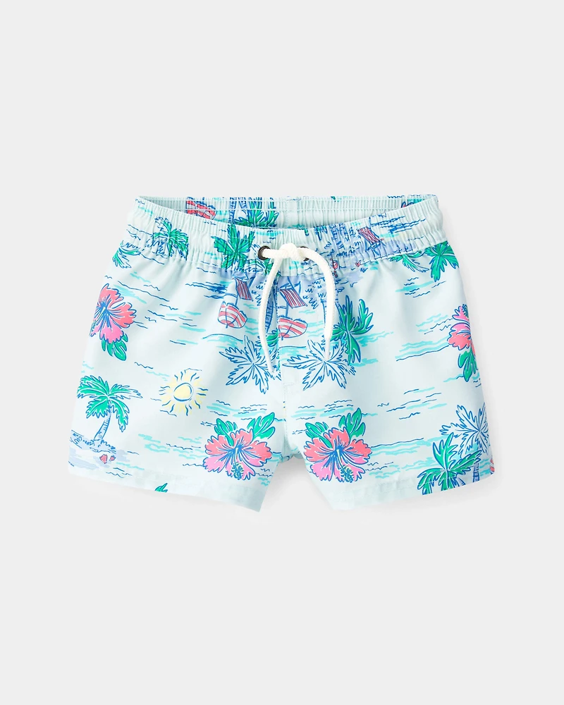 Baby Boy 2-Piece Tropical Beach Rashguard Trunk Set - Blue