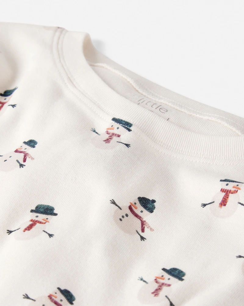 Kid Organic Cotton Snowman Print Pajamas