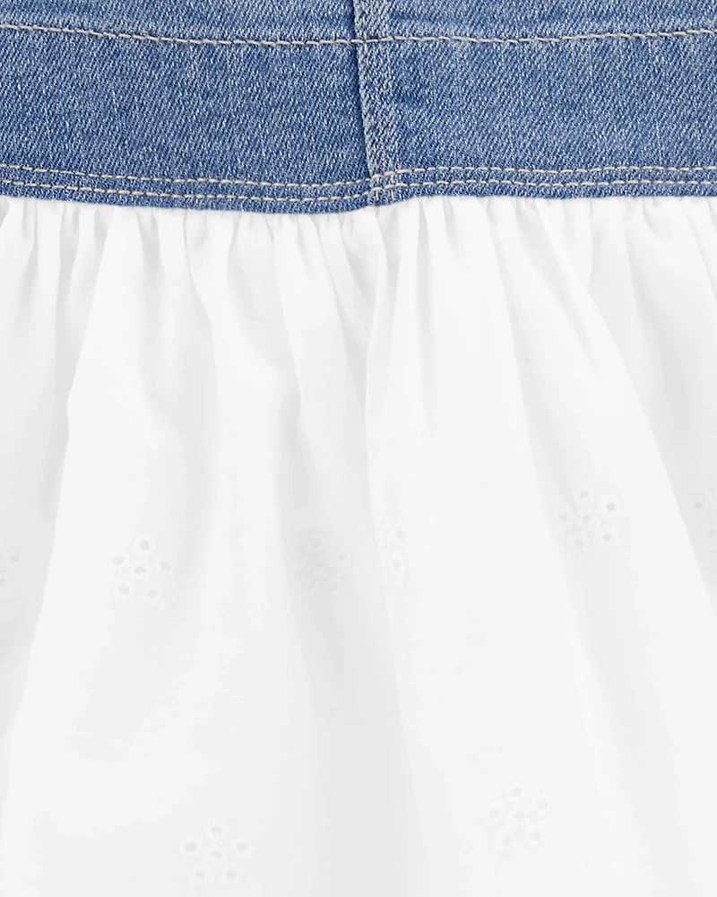 Toddler Girl Denim Eyelet Jumper Dress