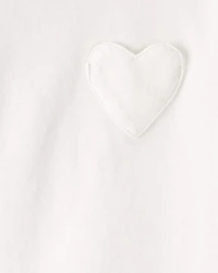Toddler Girl Heart Pocket Top - Ivory