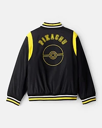 Boys Pokémon Pikachu Long-Sleeve Bomber Fashion Jacket - Black/Yellow