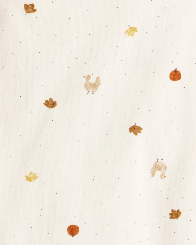 Baby Girl 3-Piece Thanksgiving Print Dress Set - White/Brown