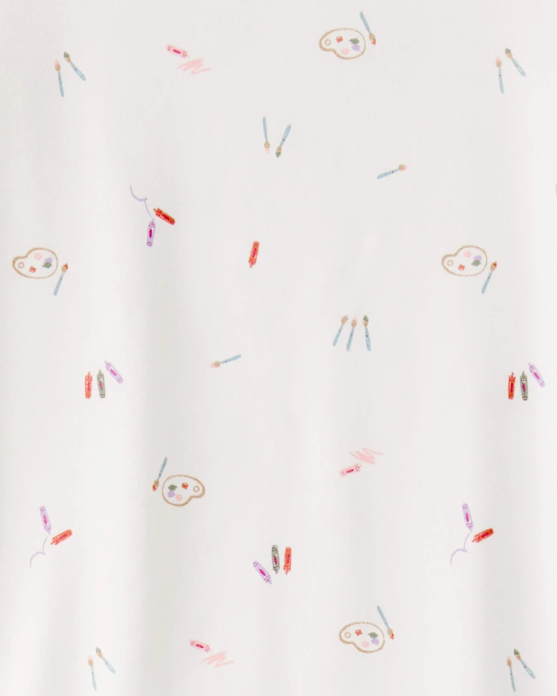 Girls Print PurelySoft Long-Sleeve 2-Piece Pajamas - Ivory