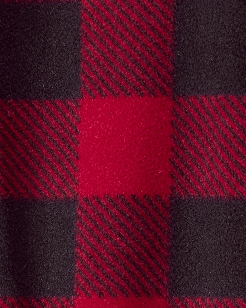 Baby Plaid Print Reindeer Christmas Loose Fit Long-Sleeve Sleep & Play Pajamas - Red