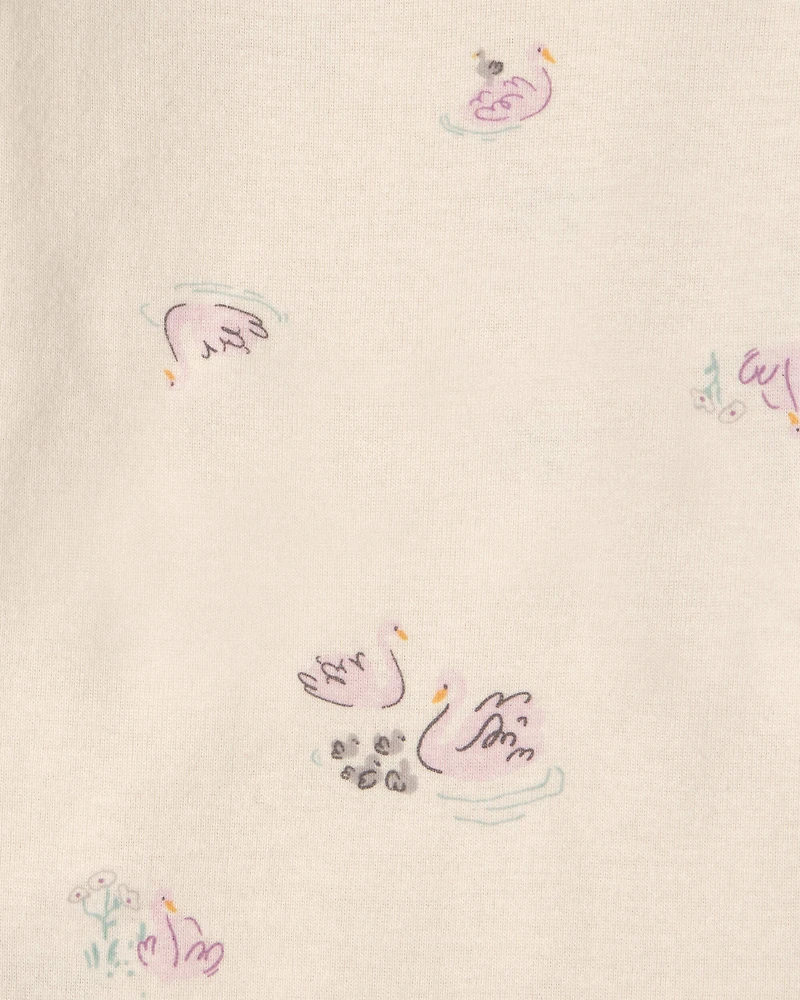 Baby Girl 4-Pack Swan Floral Long-Sleeve Bodysuits - Grey/Purple/Ivory