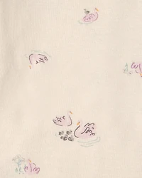 Baby Girl 4-Pack Swan Floral Long-Sleeve Bodysuits - Grey/Purple/Ivory