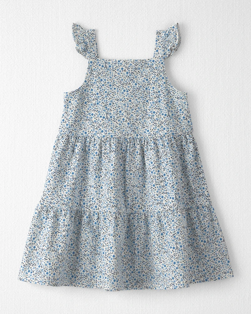 Toddler Girl Organic Cotton Tiered Dress in Meadow Bloom