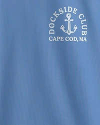 Boys 2-Piece Anchor Rashguard & Swim Trunk Set - Blue