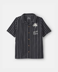 Boys 2-Piece Striped Button-Down Shirt & Short Set - Black