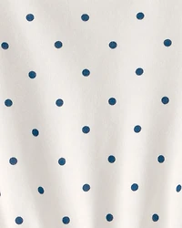 Girls Polka Dot French Terry Dress - White/Blue
