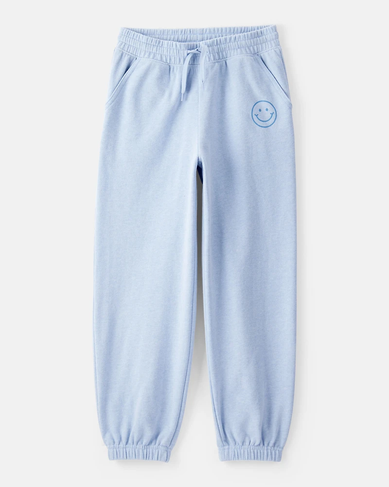 Girls 2-Piece Smiley Face Pullover Sweatshirt & Joggers Set - Blue