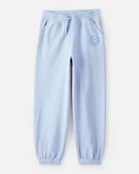 Girls 2-Piece Smiley Face Pullover Sweatshirt & Joggers Set - Blue