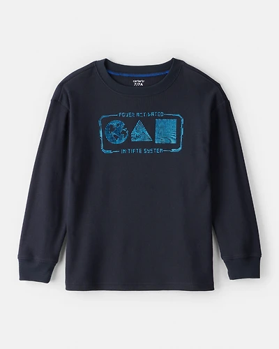 Boys Space Long-Sleeve Graphic Tee - Navy