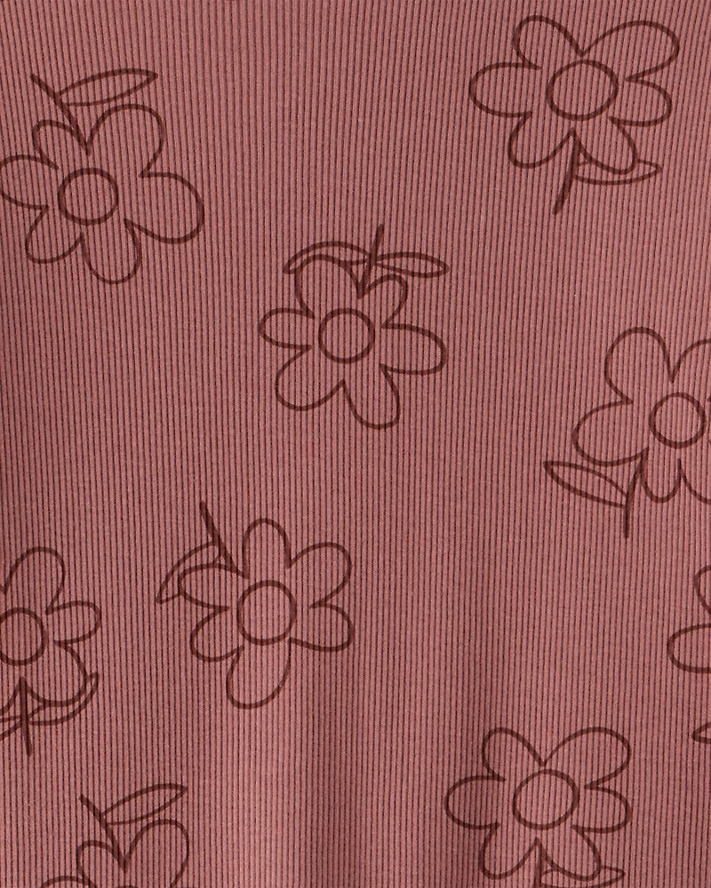 Toddler Girl 2-Piece Floral Cotton Long-Sleeve Tee & Pant Set - Pink