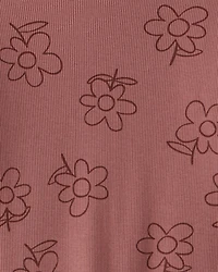 Toddler Girl 2-Piece Floral Cotton Long-Sleeve Tee & Pant Set - Pink