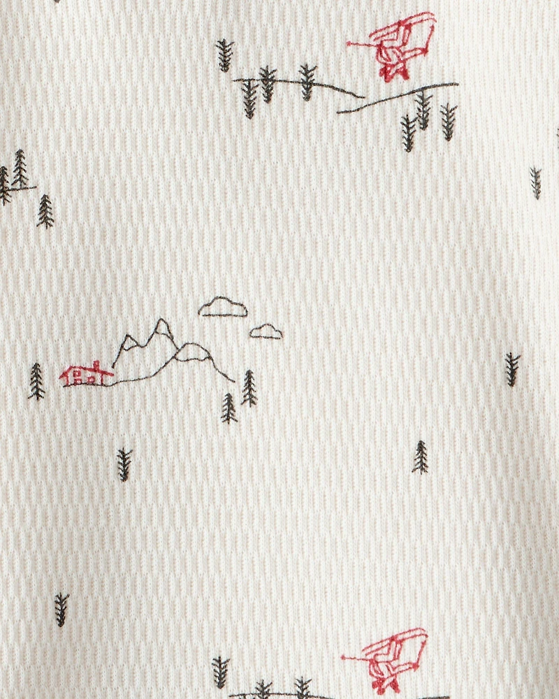 Baby Boy Skiing Henley T-Shirt - Cream