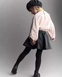 Toddler Girl Reagan Skort in Faux Leather - Black